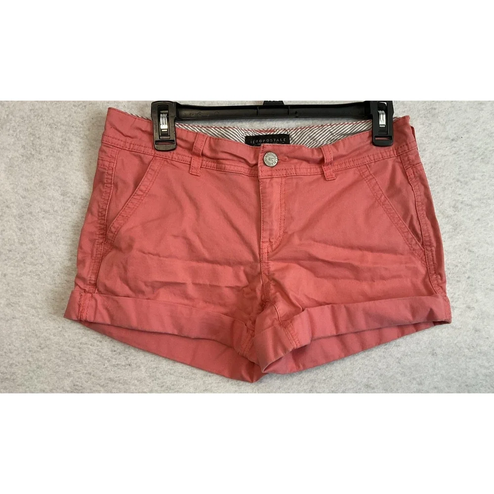 Aéropostale‎ Shorts Womens 4 Pink Chino Short Cuffed Twill Casual Pockets